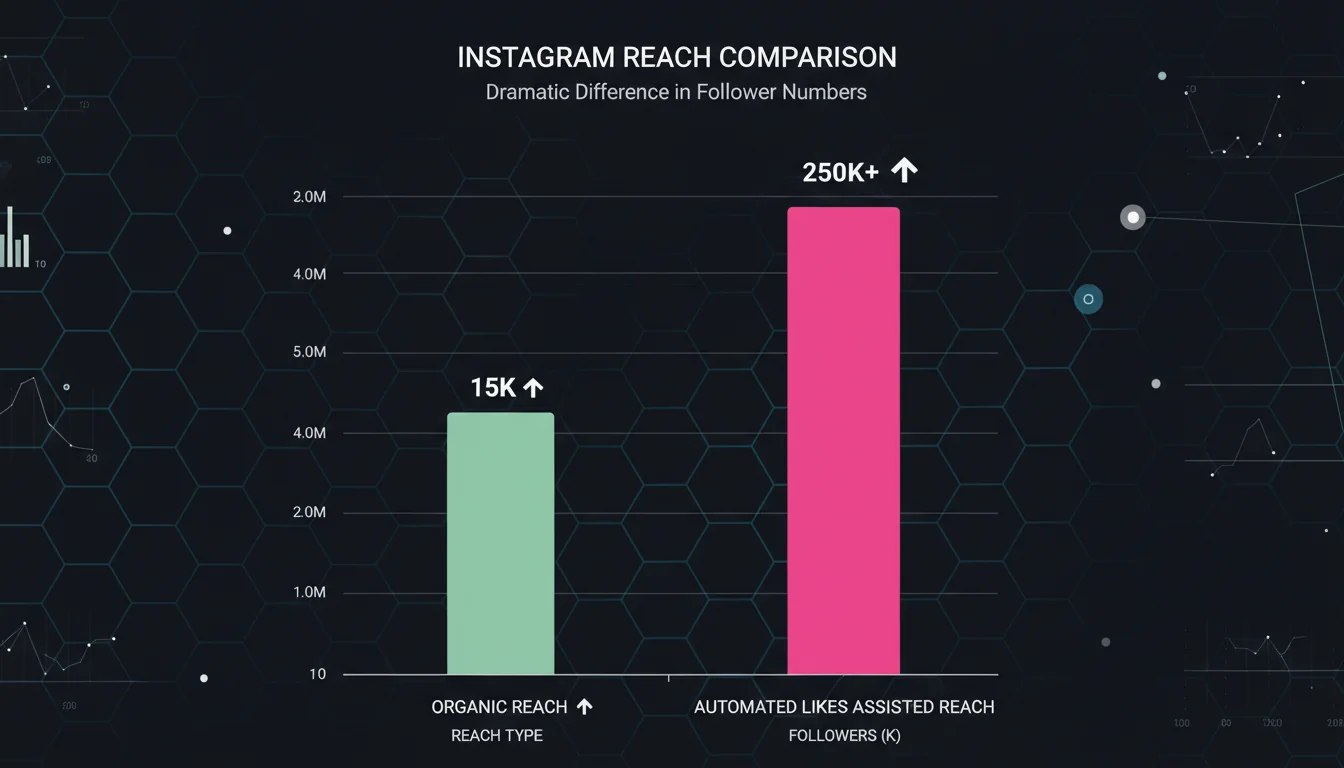 Gráfico comparando alcance orgânico com e sem curtidas automáticas no Instagram